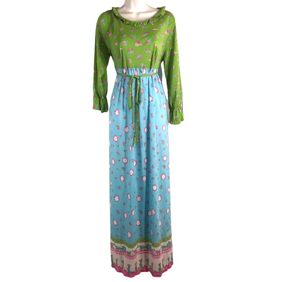 🌸HOST PICK🌸Vtg 1970 Floral Loungewear Maxi Dress - Picture 15 of 15